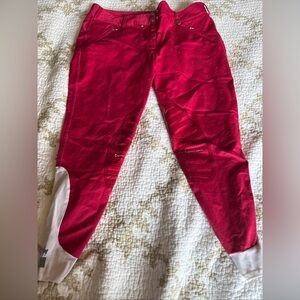 Equine Couture Beatta Red Riding Breeches with Knee Patches